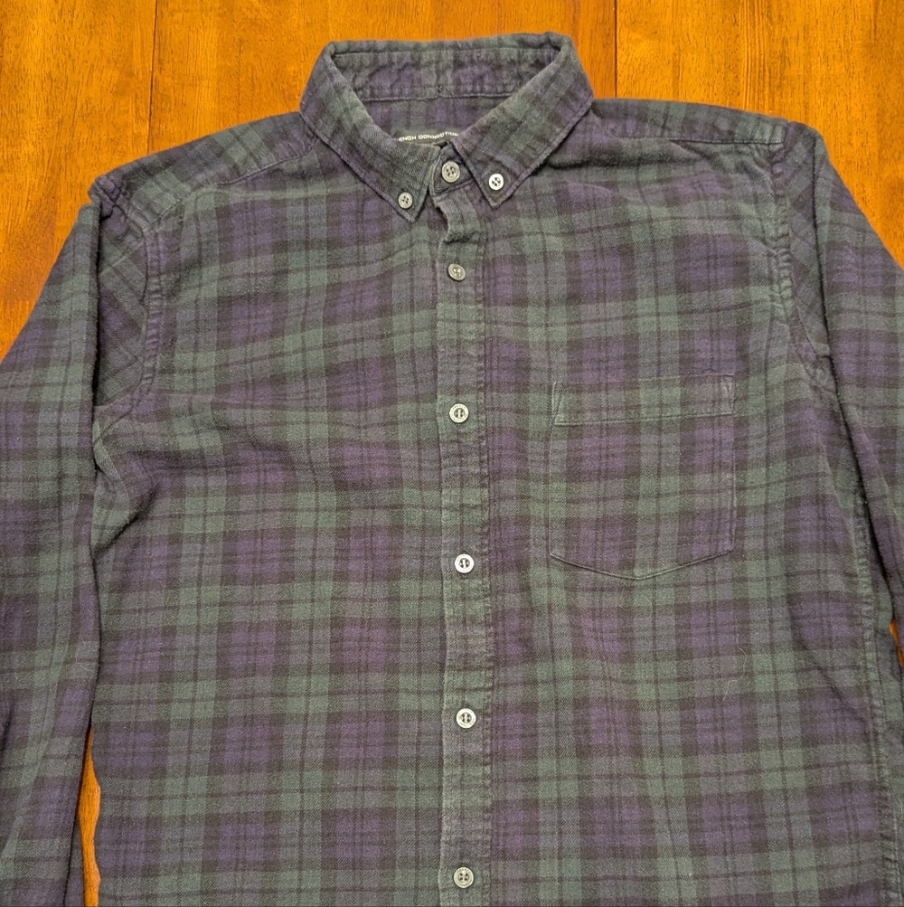 French Connection Green and Purple Plaid Shirt